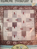 Redwork friendship quilt kit in blue.