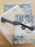 Redwork friendship quilt kit in blue.